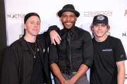 Ben Hagarty, director JR Strickland, and Cal Scruby attend the premiere of ‘A-Minor’ at Raleigh Studios in Hollywood.