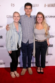 Jacob Faltemeier and friends attend the premiere of ‘A-Minor’ at Raleigh Studios in Hollywood.