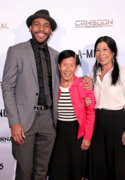 Director JR Strickland, Po Po, and Sharon Faltemeier attend the premiere of ‘A-Minor’ at Raleigh Studios in Hollywood.