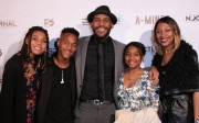 TayLore Reliford, RJ Reliford, director JR Strickland, TaMya Reliford, and LaTonya Reliford attend the premiere of ‘A-Minor’ at Raleigh Studios in Hollywood.