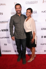 Tarina Pouncy and guest attend the premiere of ‘A-Minor’ at Raleigh Studios in Hollywood.