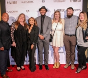 Josue Morales, Tiffany Brenon, associate producer Sarah Giovanna Faltemeier, Alison Yedor, Max Yedor, and Emma Sofia Pohja attend the premiere of ‘A-Minor’ at Raleigh Studios in Hollywood.