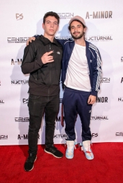 Jordan Brodie and guest attend the premiere of ‘A-Minor’ at Raleigh Studios in Hollywood.