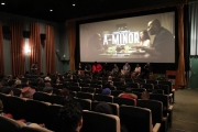 Co-host of @KTLA 5 Live Natalie Lizarraga hosts the Q&A panel with director JR Strickland, producer Vanda Lee, Jesty Beatz, Hanani Taylor, Kristian Maxwell-McGeever, Tarina Pouncy, and cinematographer Anthony Kimata at the premiere of ‘A-Minor’ at Raleigh Studios in Hollywood.