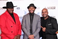 Producer Vanda Lee, director JR Strickland, and cinematographer Anthony Kimata attend the premiere of ‘A-Minor’ at Raleigh Studios in Hollywood.