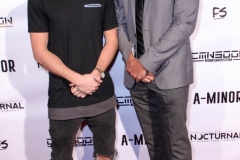 Cal Scruby and director JR Strickland attend the premiere of ‘A-Minor’ at Raleigh Studios in Hollywood.