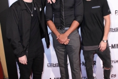 Ben Hagarty, director JR Strickland, and Cal Scruby attend the premiere of ‘A-Minor’ at Raleigh Studios in Hollywood.