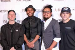 Ben Hagarty, director JR Strickland, Kawika Banis, and Cal Scruby attend the premiere of ‘A-Minor’ at Raleigh Studios in Hollywood.
