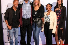 RJ Reliford, Jerry Strickland, LaTonya Reliford, TaMya Reliford, and TayLore Reliford attend the premiere of ‘A-Minor’ at Raleigh Studios in Hollywood.
