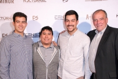 Jacob Faltemeier, Matt Faltemeier, and David Faltemeier, and Jim Faltemeier attend the premiere of ‘A-Minor’ at Raleigh Studios in Hollywood.
