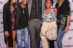 TayLore Reliford, RJ Reliford, director JR Strickland, TaMya Reliford, and LaTonya Reliford attend the premiere of ‘A-Minor’ at Raleigh Studios in Hollywood.