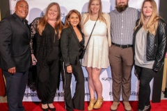 Josue Morales, Tiffany Brenon, associate producer Sarah Giovanna Faltemeier, Alison Yedor, Max Yedor, and Emma Sofia Pohja attend the premiere of ‘A-Minor’ at Raleigh Studios in Hollywood.